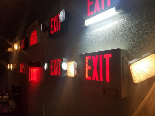 Exit Lights on Wall
