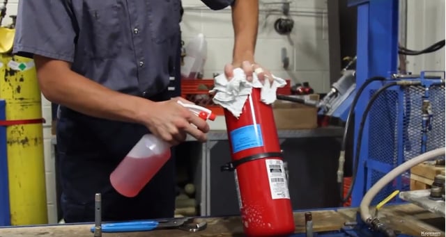 Clean Fire Extinguisher Cylinder