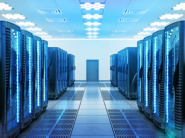 Blue alert light in server rooms