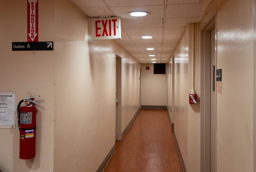 Exit Sign in Hallway