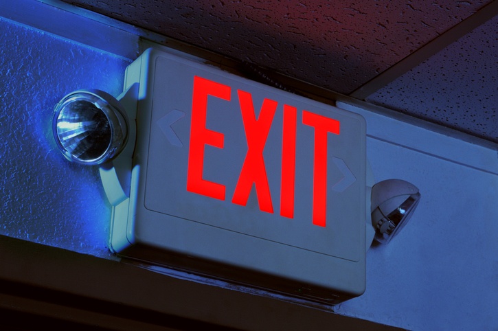 blue exit sign